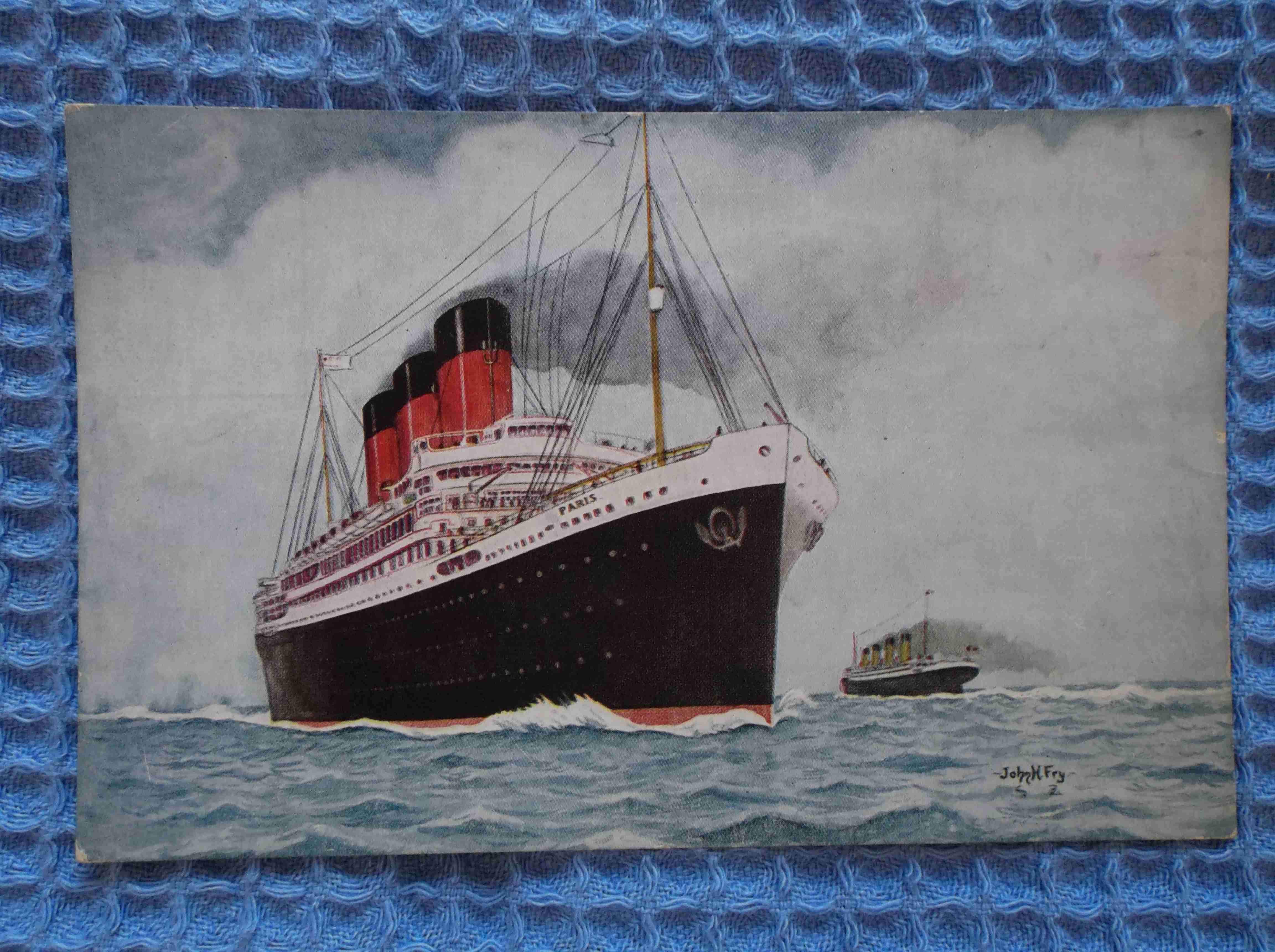 UNUSED FULL COLOUR POSTCARD FROM THE FRENCH LINE VESSEL THE SS PARIS